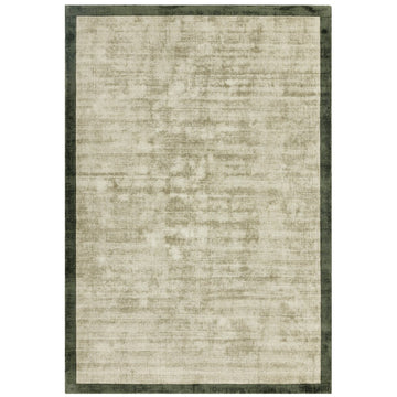 Blade Slim Border Modern Plain Distressed Tonal Metallic Shimmer Hand-Woven Soft Textured Tip Sheared Loop Pile Silky Viscose Flatweave Sage/Olive Green Border Rug-Asiatic Carpets-Rug Love - The Most Loved Rug Store